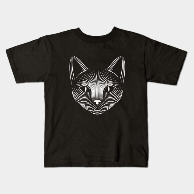 Creepy white cat face Kids T-Shirt by JacobsProject